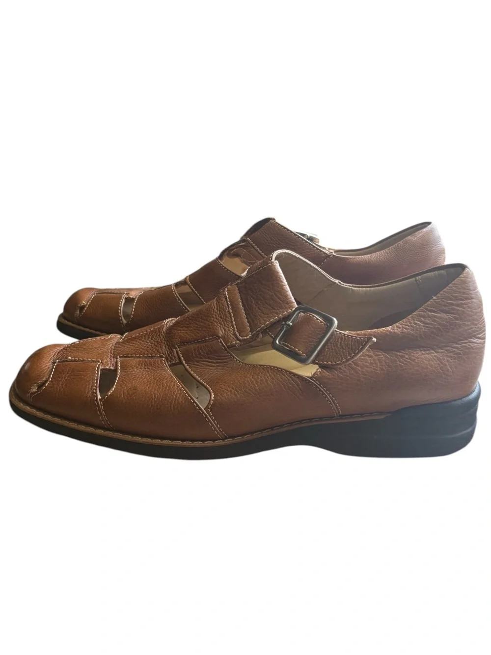 JOHNSTON & MURPHY Tan Leather Fisherman Sandals with Buckle Size 9.5